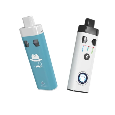 高品質オールインワン 2フレーバー ハードウェア デュアルチャンバー 2*1ml CBD THC D9 使い捨てベイプ 予熱機能付き